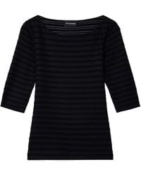 Emporio Armani - Striped Boat Neck Jumper - Lyst