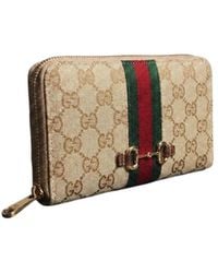 Gucci - Horsebit Web Zip Around Wallet - Lyst
