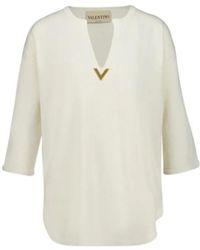 Valentino - Logo-Appliqué Knitted Blouse - Lyst