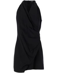 Balmain - Halterneck Sleeveless Draped Mini Dress - Lyst