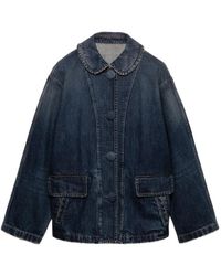Prada - Washed Denim Blouson Jacket - Lyst