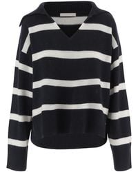 Allude - Striped V-Neck Sweater - Lyst