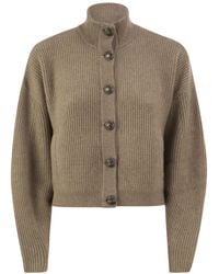 Brunello Cucinelli - English Rib-Knit Cashmere Cardigan - Lyst