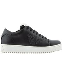 Emporio Armani - Logo-Detail Lace-Up Trainers - Lyst