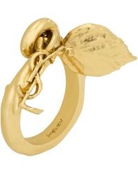 Saint Laurent - Cassandre Leaf Charm Ring - Lyst