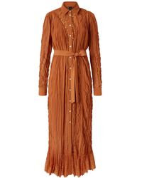 Pinko - Creased Effect Belted Shirt Dress - Lyst