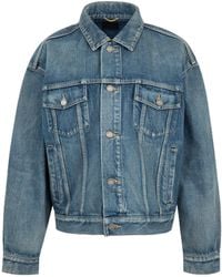 Saint Laurent - Button-Up Long-Sleeved Denim Jacket - Lyst