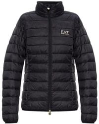EA7 - Logo Printed Zip-Up Jacket - Lyst