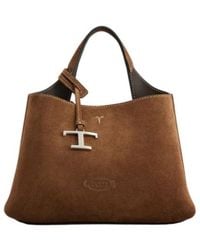 Tod's - Micro T-Stitch Suede Tote Bag - Lyst