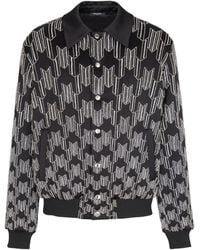 Balmain - Satin Bomber Jacket With Crystal Embroidery - Lyst