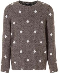 Giorgio Armani - Diamond-Jacquard Crew-Neck Jumper - Lyst