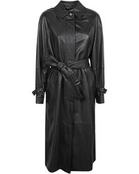 Max Mara - Bellico Belted Leather Trench Coat - Lyst