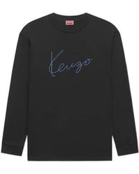 KENZO - Logo Embroidered Long Sleeved T-Shirt - Lyst