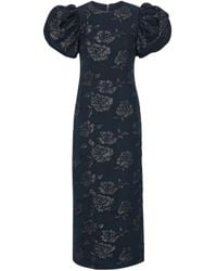ROTATE BIRGER CHRISTENSEN - Floral Patterned Puff Sleeved Long Dress - Lyst