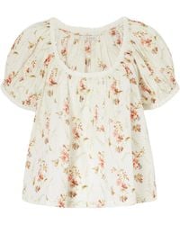 Doen - Lace-Trimmed Floral-Print Organic Cotton Blouse - Lyst