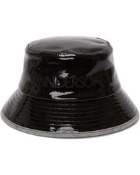 JW Anderson - Jw Anderson Logo Embroidered Coated Denim Bucket Hat - Lyst