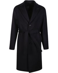 Lardini - Single Breasted Belted Coat - Lyst