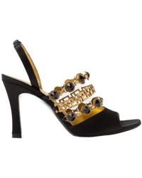 Versace - Embellished Slingback Heeled Sandals - Lyst