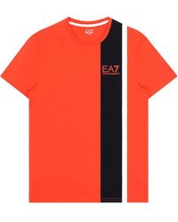 EA7 - Logo Printed T-Shirt With Round Neck - Lyst
