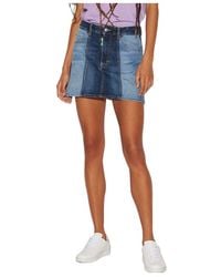 DSquared² - Logo Patch Panelled Mini Denim Skirt - Lyst