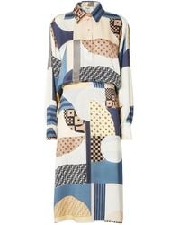 Fendi - Patchwork Printed Drawstring-Waist Midi Dress - Lyst