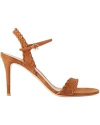 Gianvito Rossi - Whipstitched Leather-Trimmed Suede Sandals - Lyst