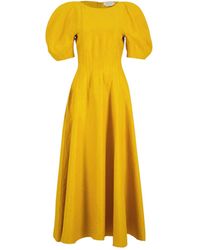 Gabriela Hearst - Golden Birch Ranya Puff Sleeve Linen Maxi Dress - Lyst