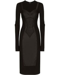 Dolce & Gabbana - Detailed Long-Sleeved Midi Dress - Lyst