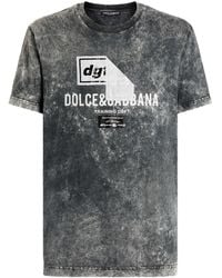 Dolce & Gabbana - Marble-Effect Crewneck T-Shirt - Lyst