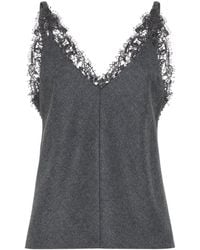 Brunello Cucinelli - Floral-Laced V-Neck Tank Top - Lyst