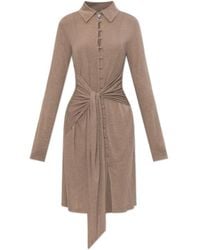 Ganni - Tie-Detail Button-Up Mini Dress - Lyst
