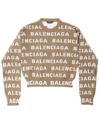 Balenciaga - Logo Intarsia Knit Crewneck Jumper - Lyst