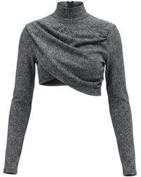 Gucci - Stretch Viscose Lamé Cropped Top - Lyst
