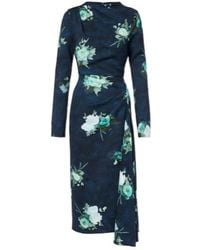 Erdem - Floral Draped Cady Midi Dress - Lyst