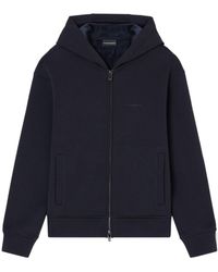 Emporio Armani - Logo Detailed Zipped Hoodie - Lyst
