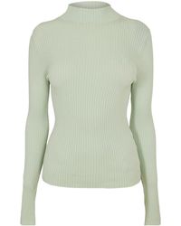 BOSS - Mock-Neck Ribbed Knit Top - Lyst
