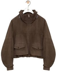 Loewe - Suede Zip-Up Jacket - Lyst