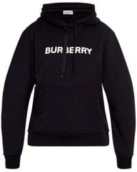 Burberry - Logo Printed Drawstring Hoodie - Lyst
