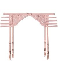 Fleur du Mal - Rose Cutout Silk-Blend Satin-Trimmed Embroidered Tulle Suspender Belt - Lyst
