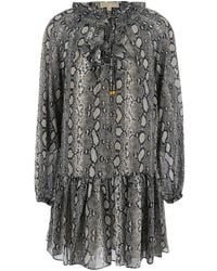 Michael Kors - Print Georgette Ruffle Mini Dress - Lyst