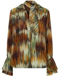 Johanna Ortiz - Cabalgando Scarf-Detailed Silk Crepe De Chine Shirt - Lyst