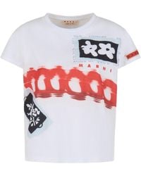 Marni - Printed Patches Crewneck T-Shirt - Lyst
