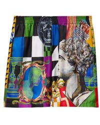 Versace - Printed Silk Twill Shorts - Lyst