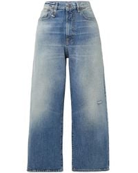 R13 - Cropped Distressed High-Rise Wide-Leg Jeans - Lyst