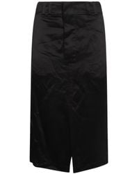 Saint Laurent - Front Slit Midi Skirt - Lyst
