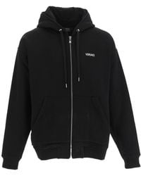 Versace - Logo-Print Zip-Fastening Hoodie - Lyst