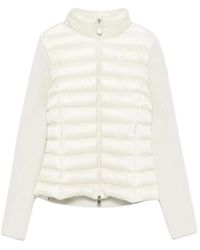 Moncler - Logo Patch Zip-Up Panelled Cardigan - Lyst