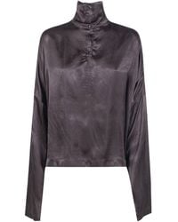 Rick Owens - Buttoned High-Neck Blouse - Lyst