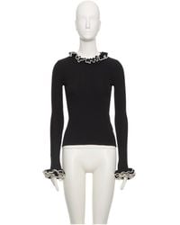 Valentino - Ruffled Ribbed-Knit Top - Lyst