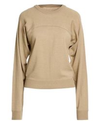 MM6 by Maison Margiela - Solid Color Crew Neck Long-Sleeve Knit Sweater - Lyst